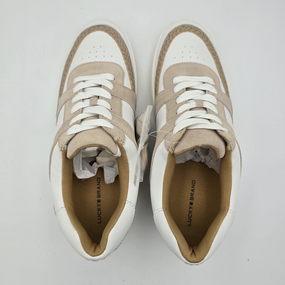 NWOT Lucky Brand Halinna Lace-Up Sneakers, White/Tan, Women's 11M - Picture 11 of 16